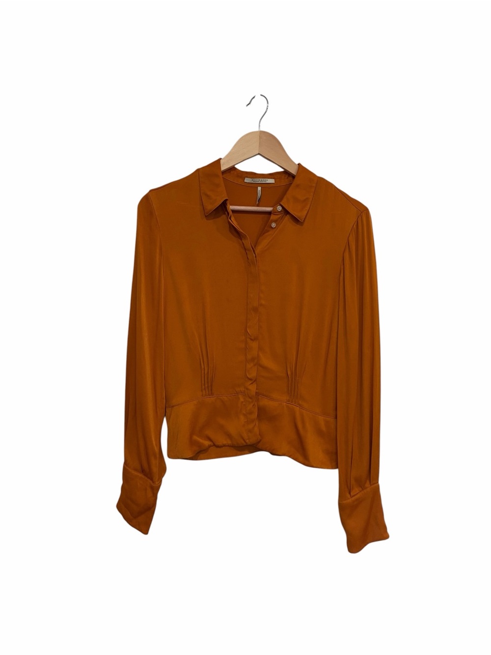Scotch & Soda Women's Mustard Button-Front Collared satin Blouse
